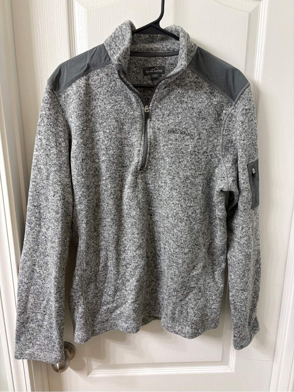 Eddie Bauer Heathered Gray Quarter Zip Jacket Size Large